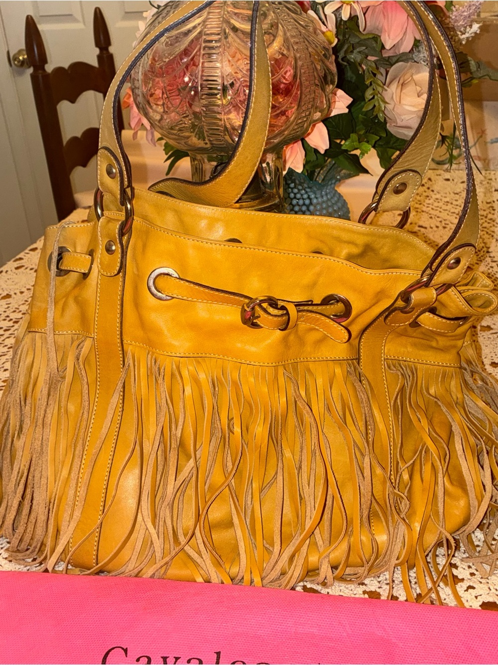 Cavalcanti Rare Large Real Leather Fringe Bag with Original Dust Bag - Picture 6 of 14